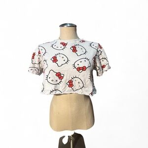 Hello Kitty Women's White and Red crop Top